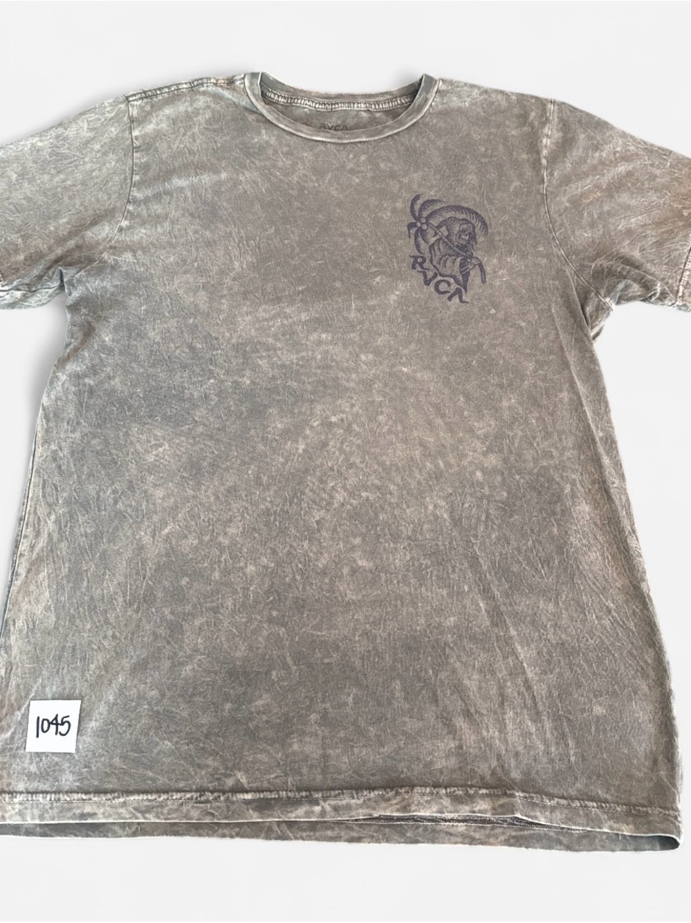 RVCA Men's Washed Gray Short Sleeve Logo Tee